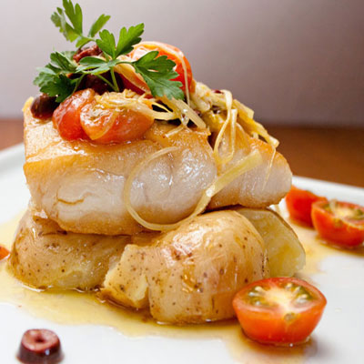 close-up of salmon dish